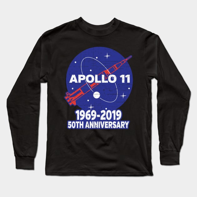 Apollo 11 50th Anniversary NASA Moon Landing Logo Long Sleeve T-Shirt by RadStar